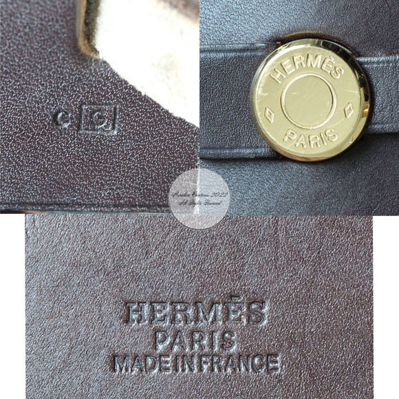 Hermes Herbag Tote Bag Cabas PM Brown Vibrato Leather & Canvas 2-In-1 Bag HTF - Picture 16 of 17